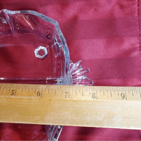 UV Reactive Vtg Fostoria Baroque Clear Glass Divided Handled Serving Bowl Dish - Picture 5 of 9